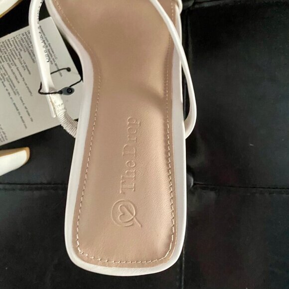 The Drop Avery Square Toe Two Strap High Heeled Sandal White Size 6.5 NEW - Picture 11 of 13